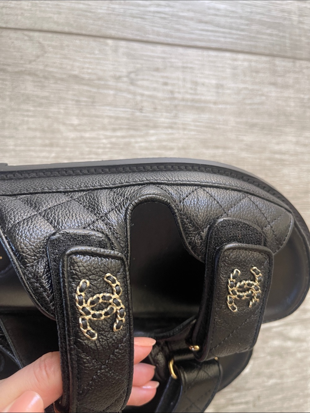 Chanel Grained Calfskin Velcro Sandal/ Slides - Picture 12 of 12
